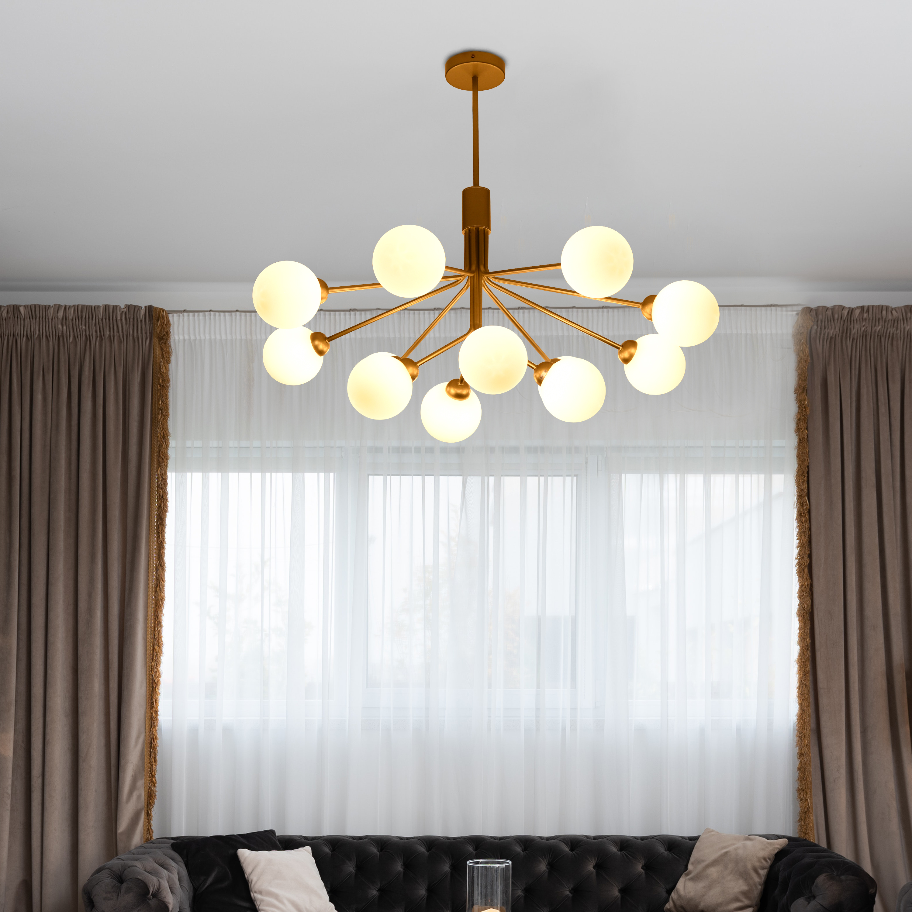 Fixture Brass Finish Glass Light Shade Lighting, Lighting for Living Room (9806/12)